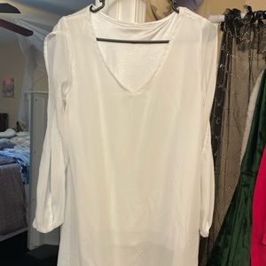 White shirt open cut sleeves